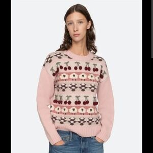 Sea Molly  Pink and Cream Patterned Women's Sweater